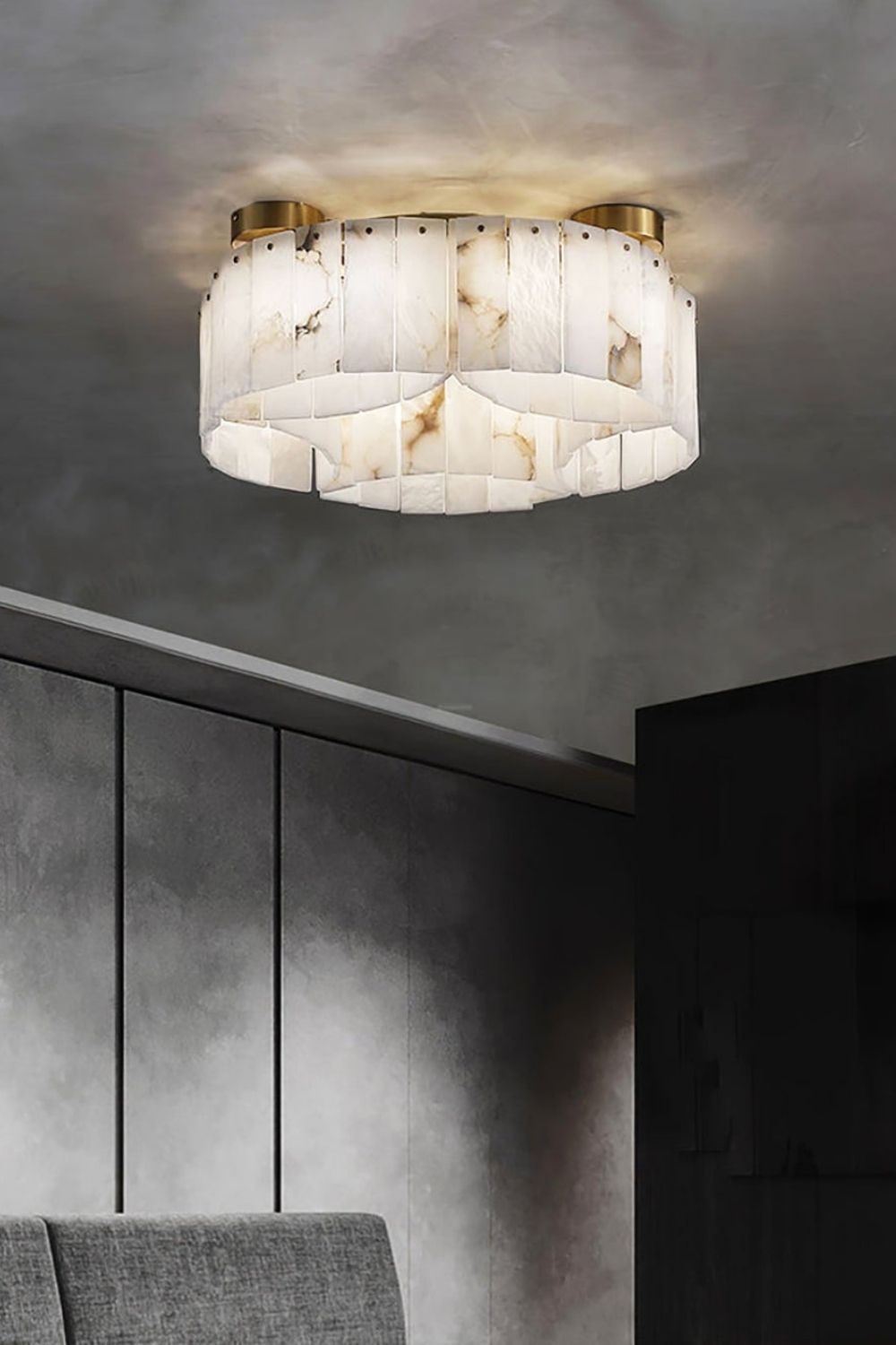 Alabaster Modern Brass Ceiling Lamp - view 3 | vexalamps