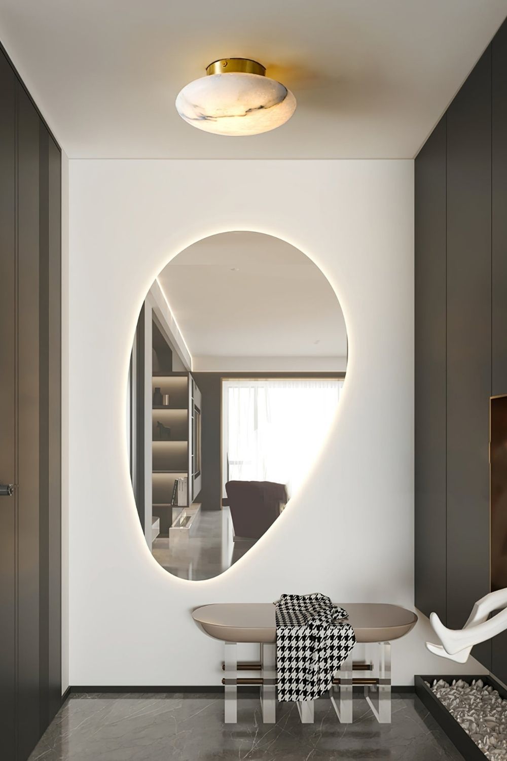 Alabaster Oval Ceiling Lamp - view 11 | vexalamps