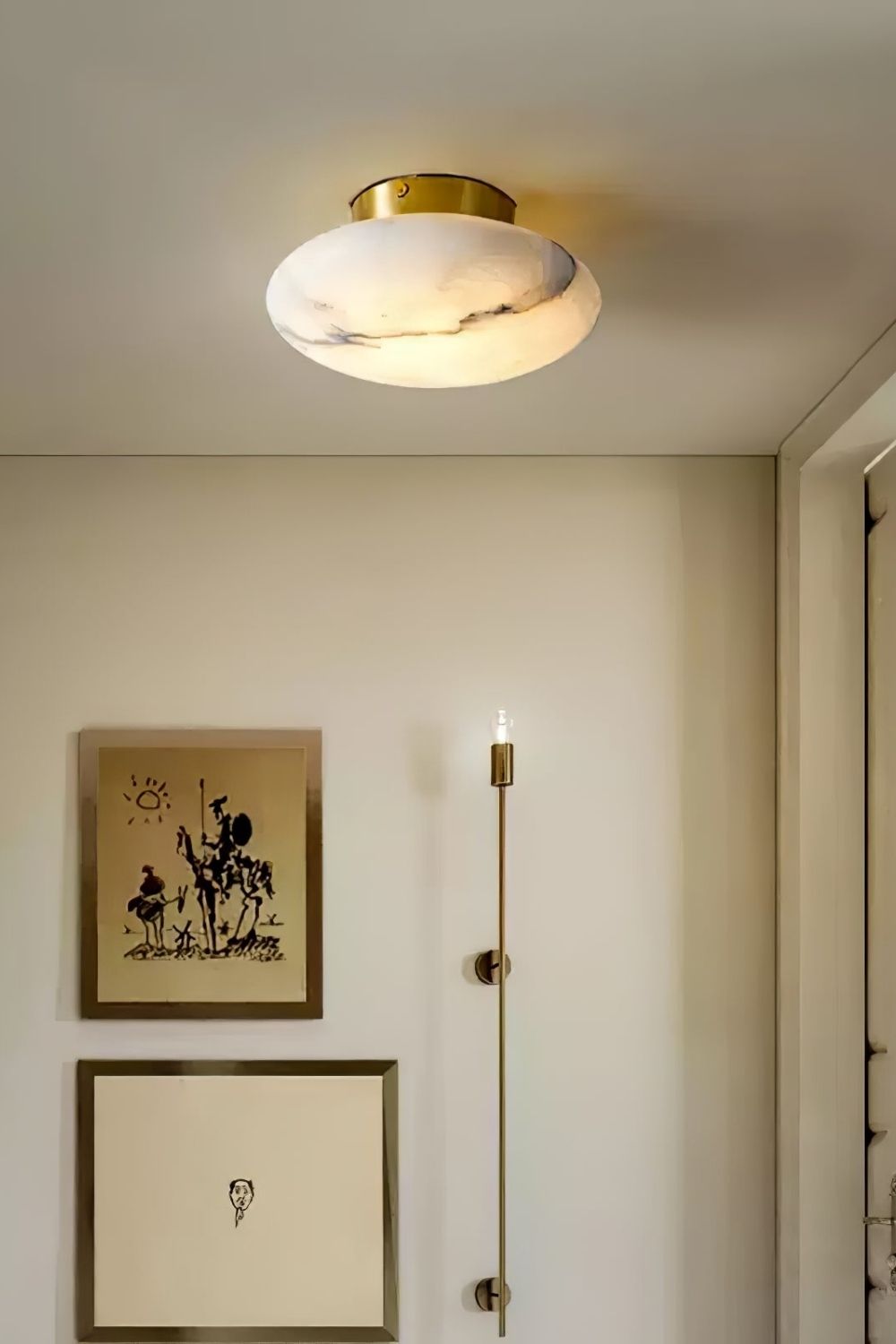 Alabaster Oval Ceiling Lamp - view 3 | vexalamps