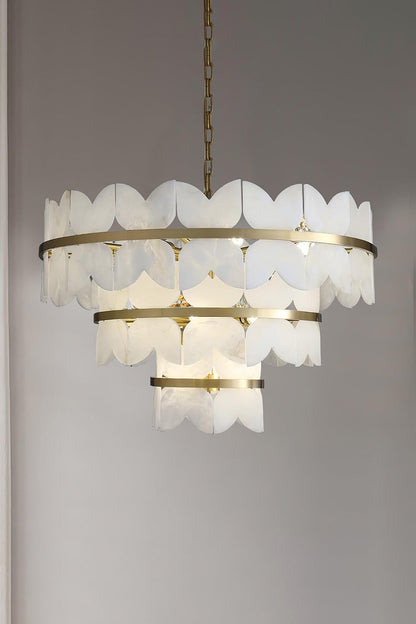 Alabaster Petal Tier Chandelier - view 11 | vexalamps