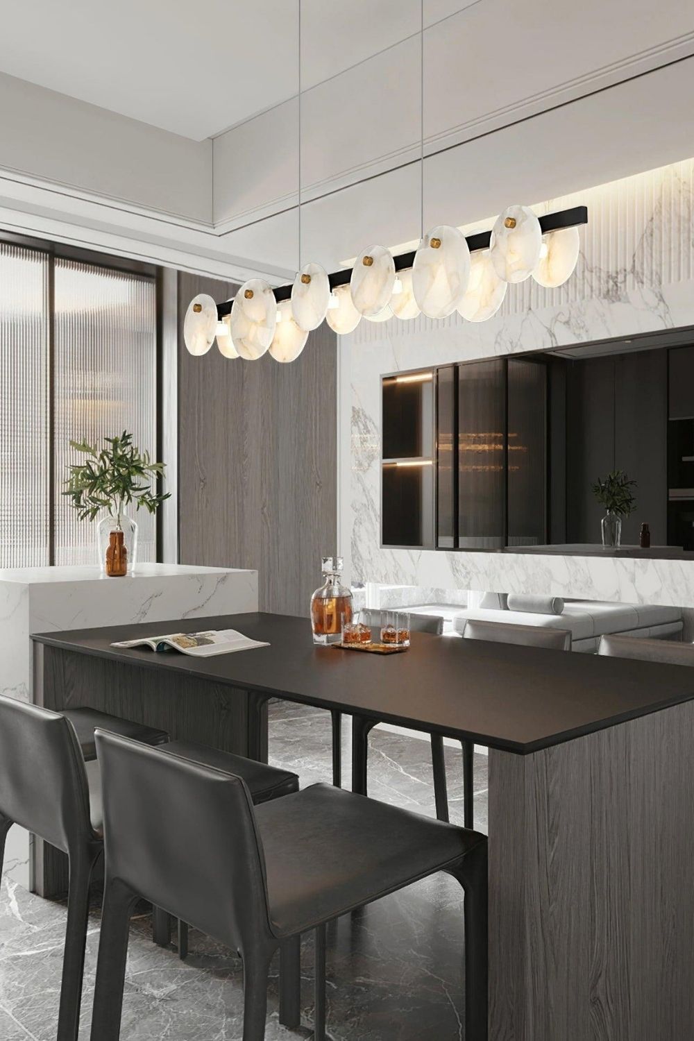 Alabaster Trinidad Dining Room Chandelier - view 9 | vexalamps