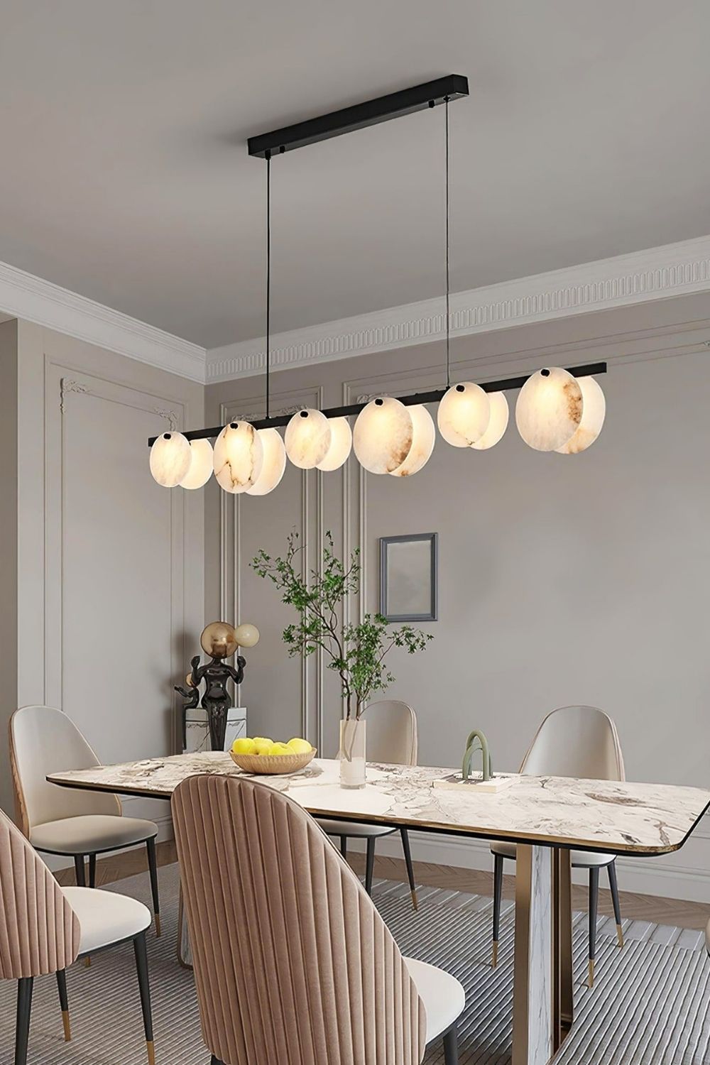 Alabaster Trinidad Dining Room Chandelier - view 10 | vexalamps