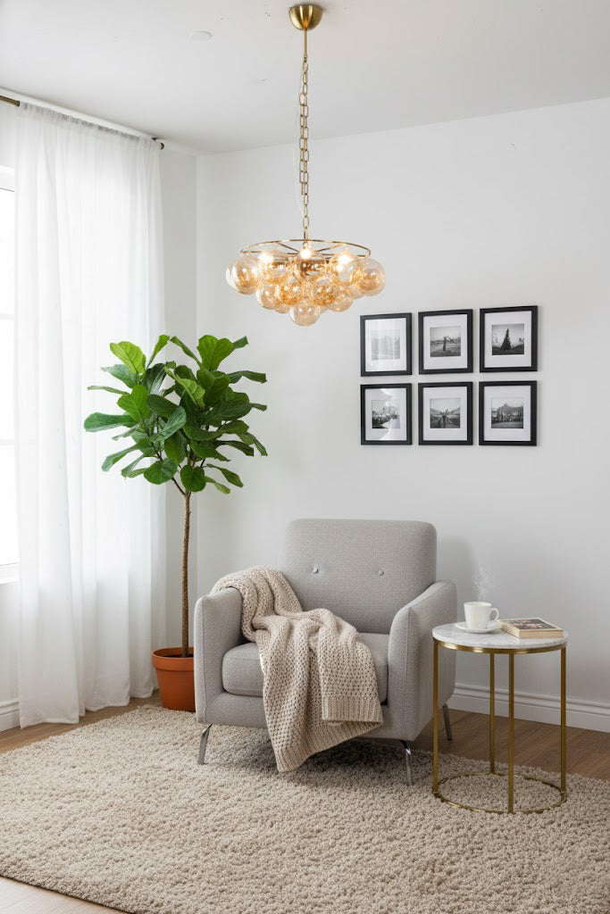 Amber Bubble Glass Chandelier - view 5 | vexalamps