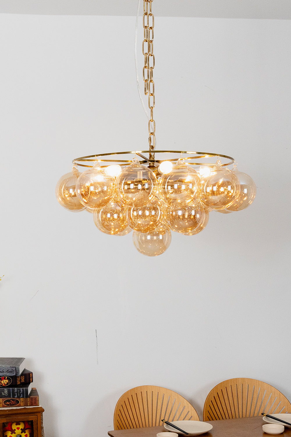 Amber Bubble Glass Chandelier - view 2 | vexalamps
