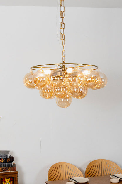 Amber Bubble Glass Chandelier - view 2 | vexalamps