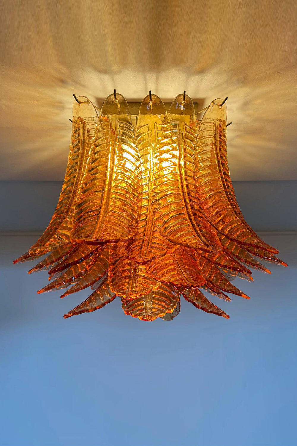 Amber Fern-Leaf Art Glass Ceiling Light - view 11 | vexalamps