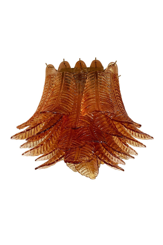Amber Fern-Leaf Art Glass Ceiling Light | vexalamps