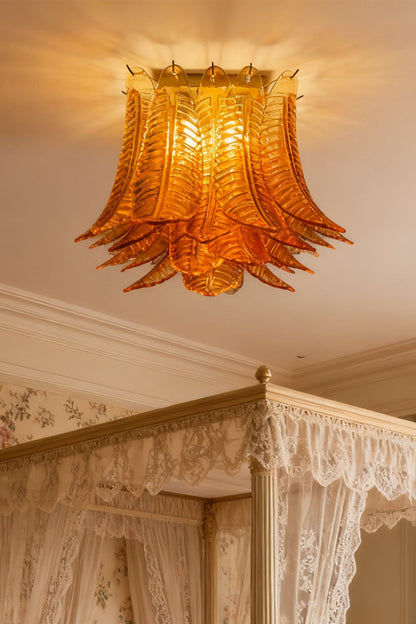 Amber Fern-Leaf Art Glass Ceiling Light - view 7 | vexalamps