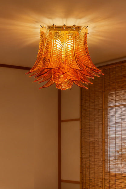 Amber Fern-Leaf Art Glass Ceiling Light - view 8 | vexalamps