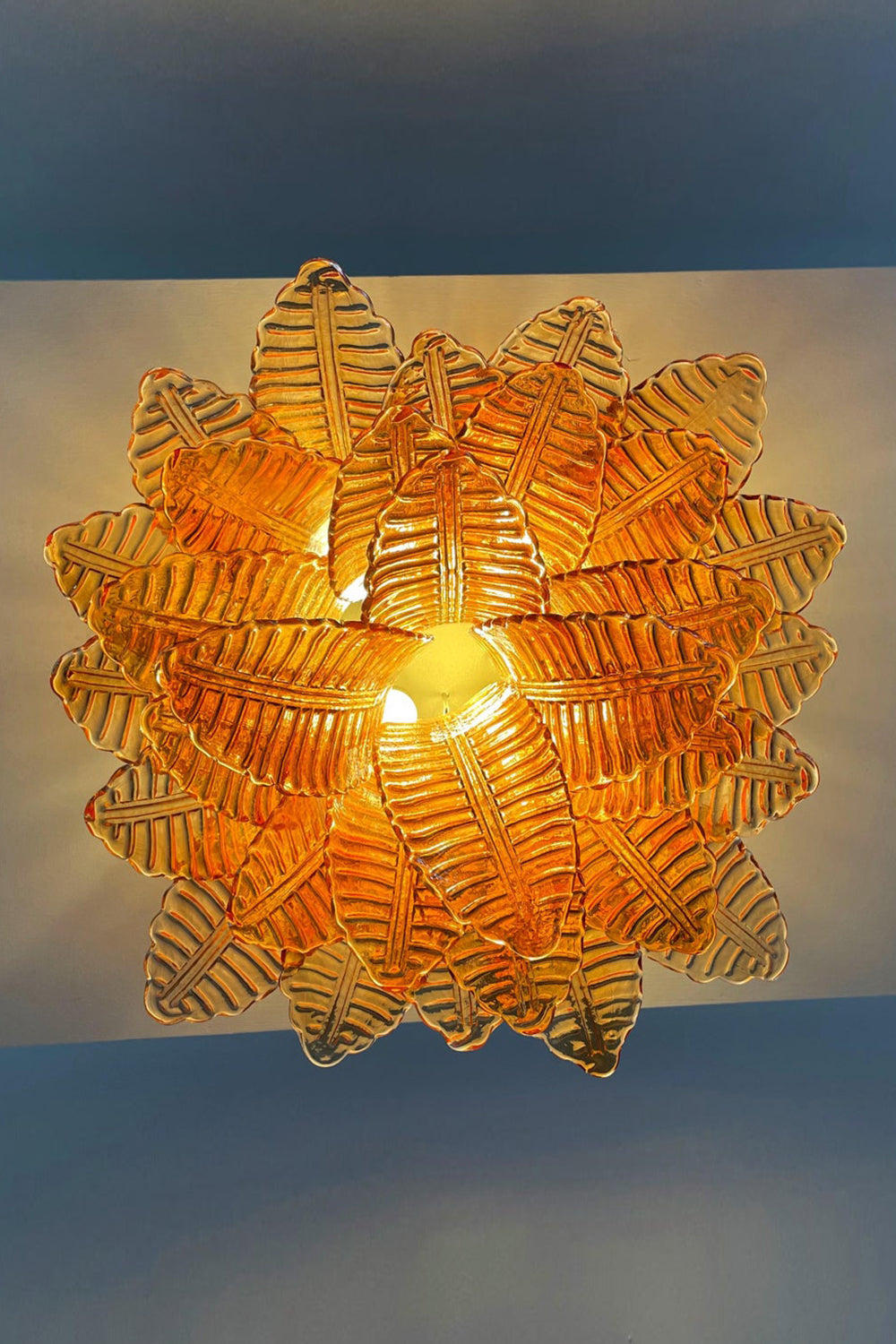 Amber Fern-Leaf Art Glass Ceiling Light - view 13 | vexalamps