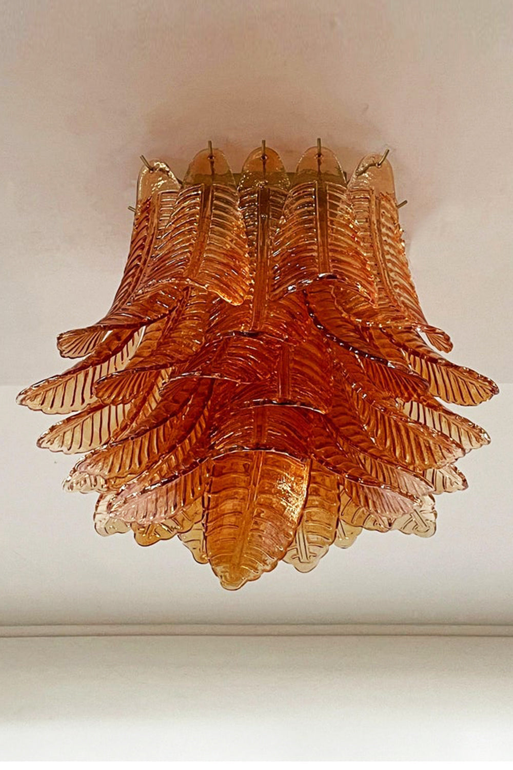 Amber Fern-Leaf Art Glass Ceiling Light - view 12 | vexalamps