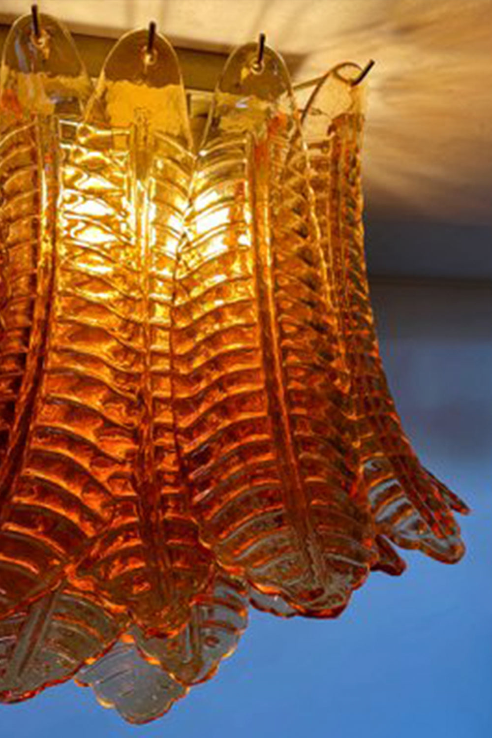 Amber Fern-Leaf Art Glass Ceiling Light - view 15 | vexalamps