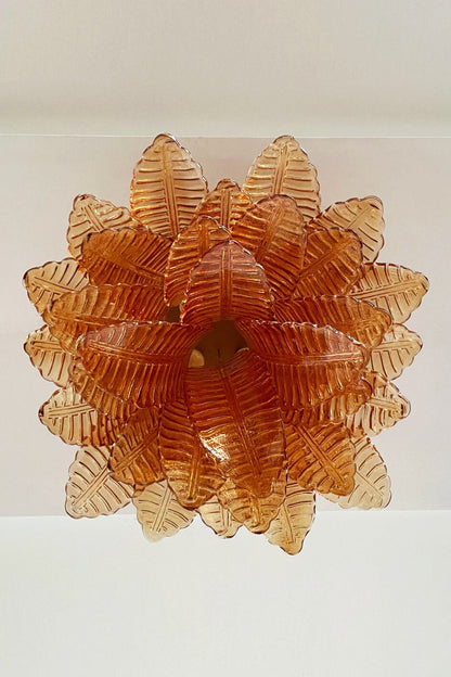 Amber Fern-Leaf Art Glass Ceiling Light - view 14 | vexalamps