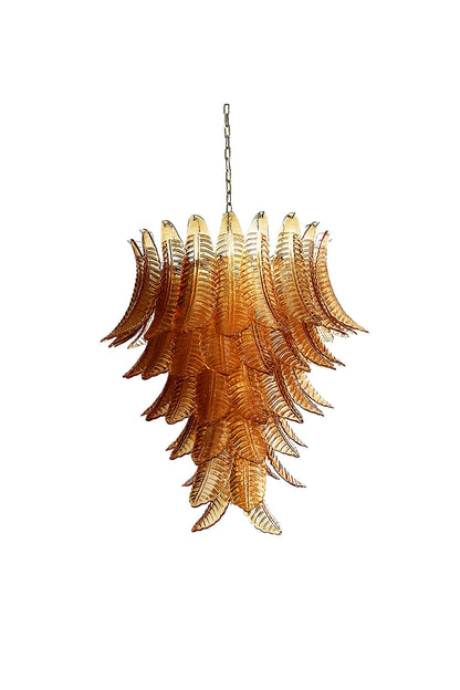 Amber Art Glass Leaf Chandelier | vexalamps
