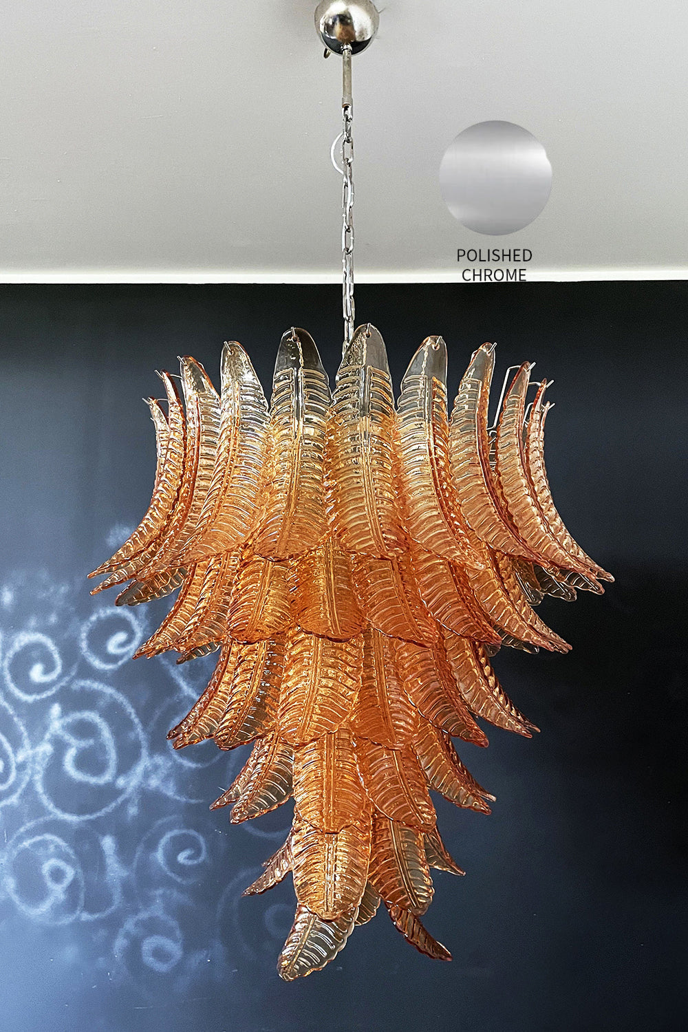 Amber Art Glass Leaf Chandelier - view 20 | vexalamps