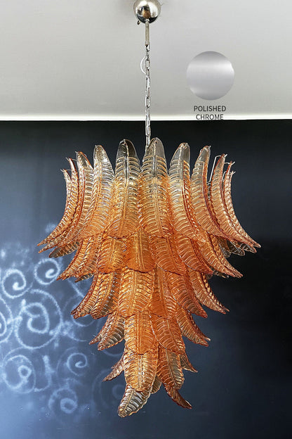 Amber Art Glass Leaf Chandelier - view 20 | vexalamps