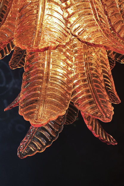 Amber Art Glass Leaf Chandelier - view 17 | vexalamps