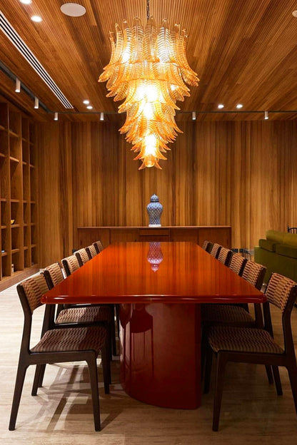 Amber Art Glass Leaf Chandelier - view 8 | vexalamps