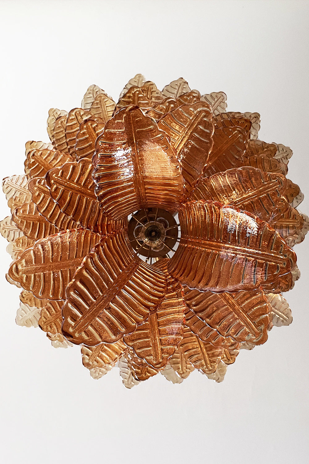 Amber Art Glass Leaf Chandelier - view 18 | vexalamps