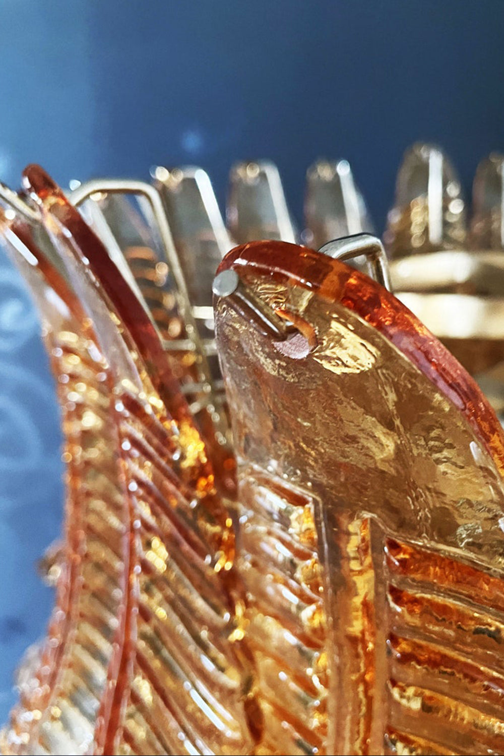 Amber Art Glass Leaf Chandelier - view 15 | vexalamps