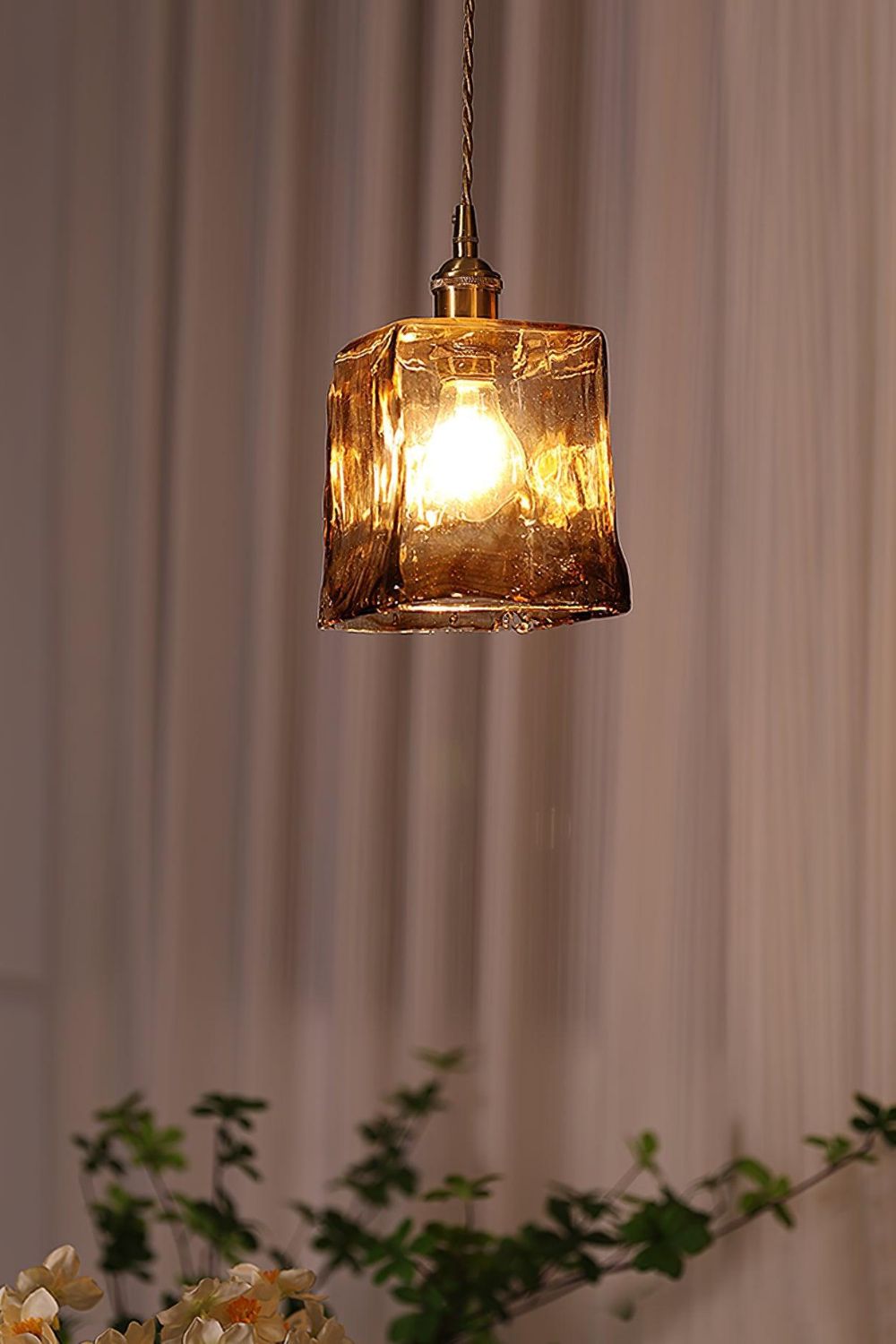 Antique Brown Glass Pendant Light - view 5 | vexalamps