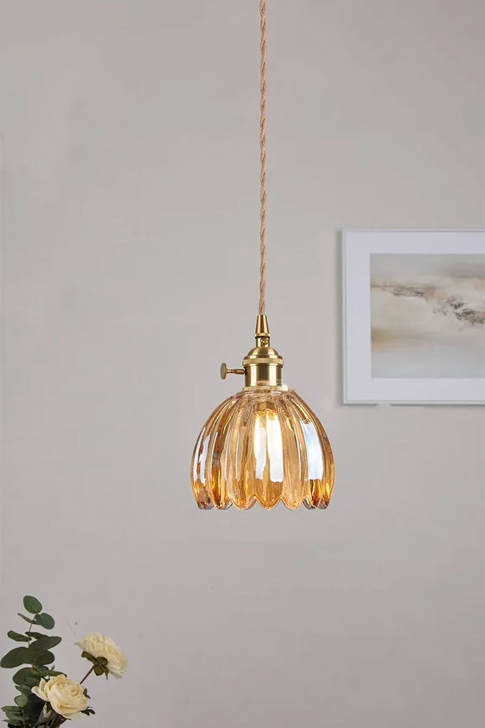 Antique Petal Shape Glass Pendant - view 3 | vexalamps