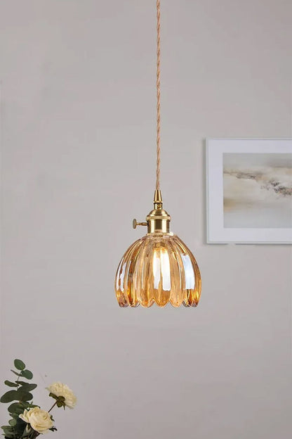 Antique Petal Shape Glass Pendant - view 3 | vexalamps