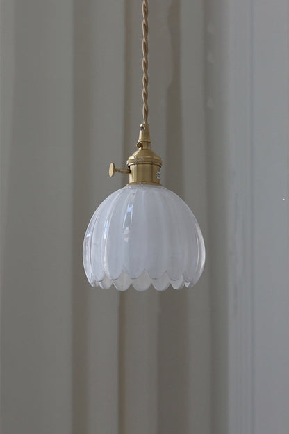 Antique Petal Shape Glass Pendant - view 7 | vexalamps