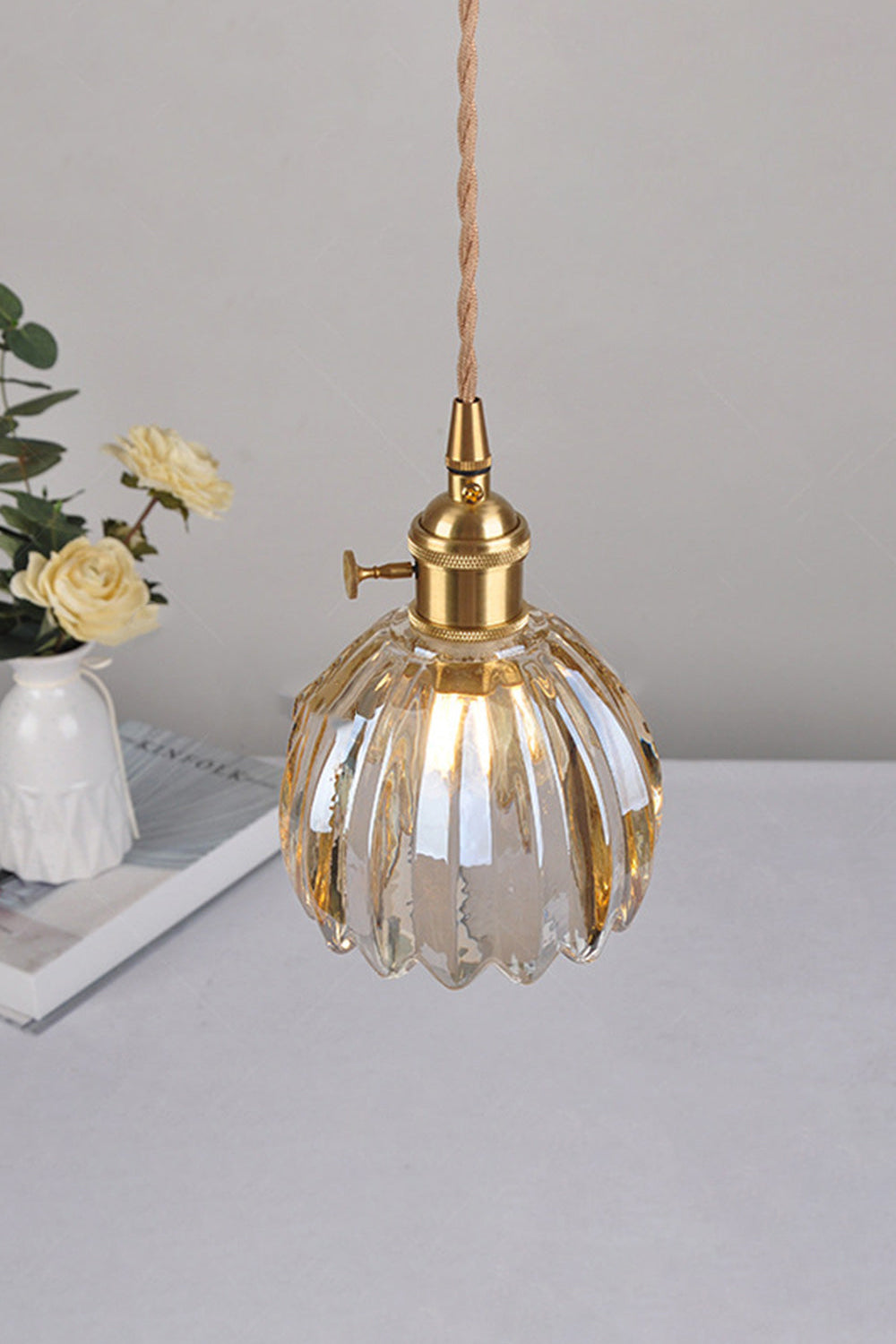 Antique Petal Shape Glass Pendant - view 9 | vexalamps