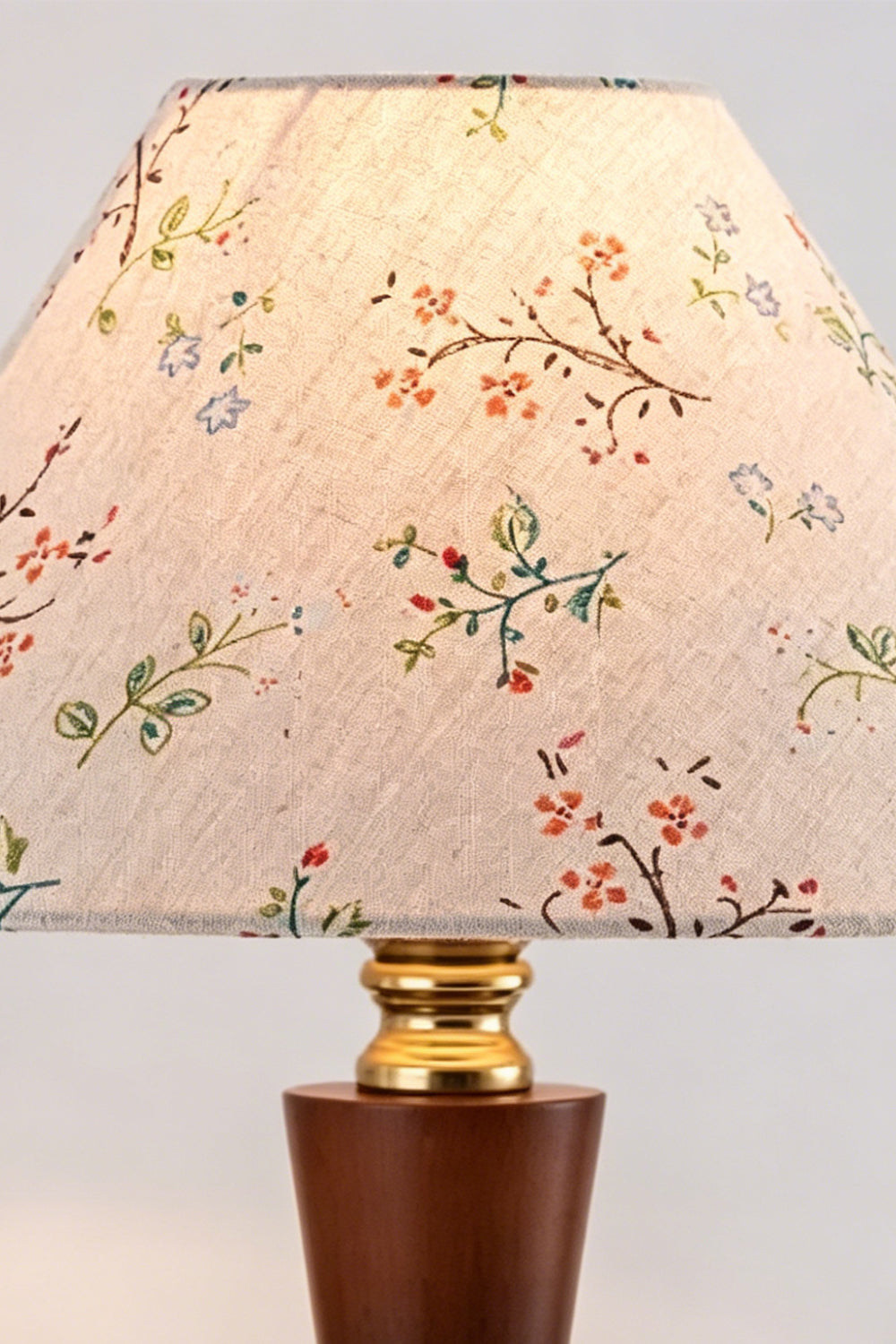 Arboreal Canopy Walnut Table Lamp with floral tapered shade and solid wood base