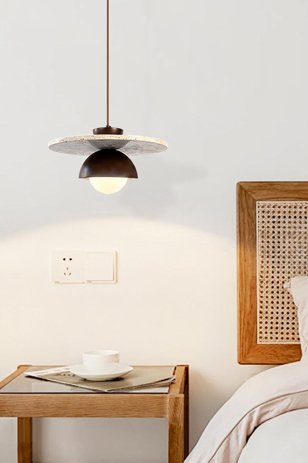Arlo Travertine Pendant Light - view 5 | vexalamps