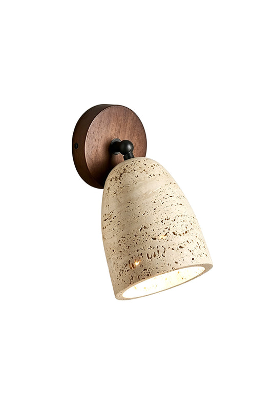 Artisan Travertine and Timber Wall Lamp Samu  Lamp