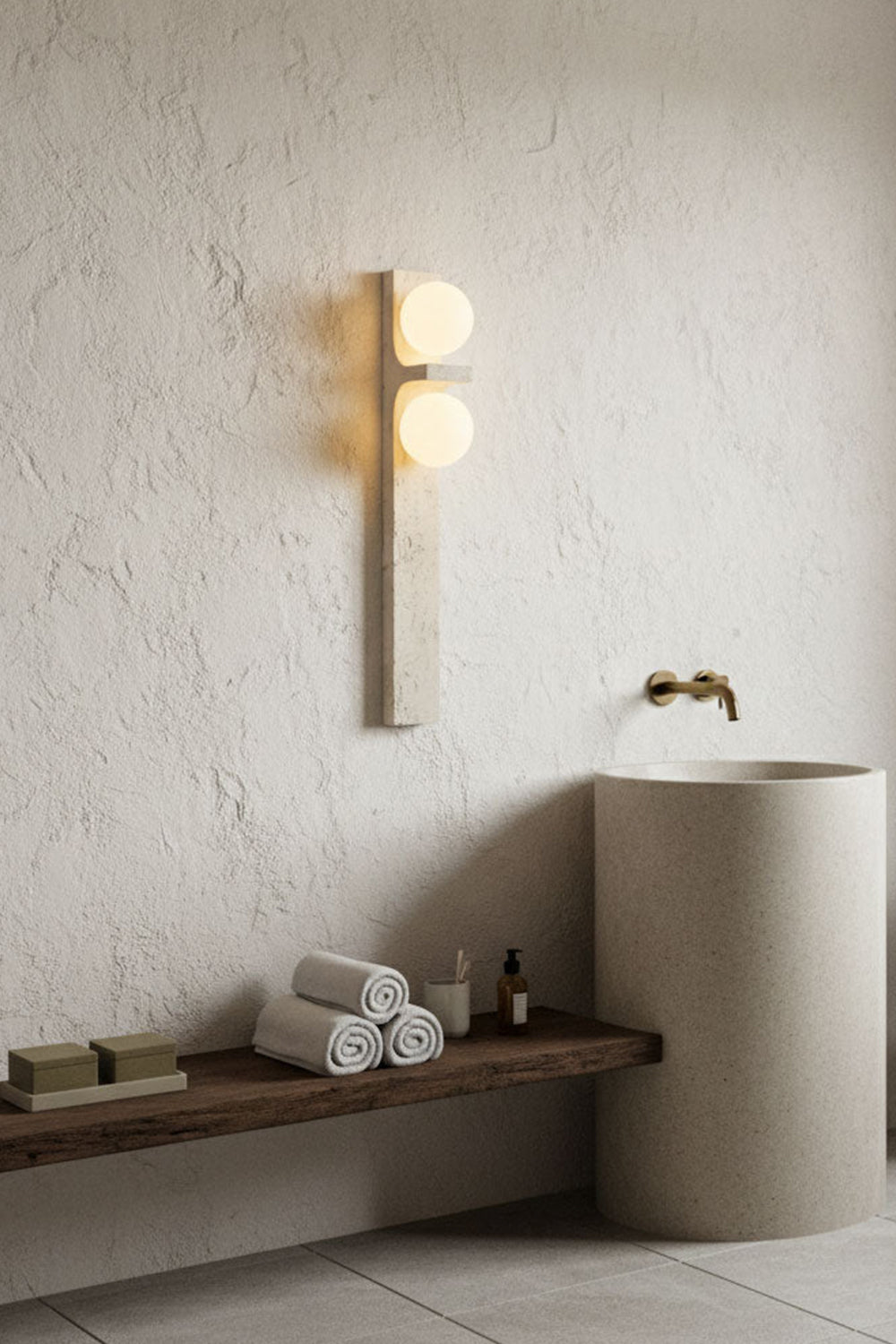 Asymmetrical Travertine Wall Sconce - view 17 | vexalamps