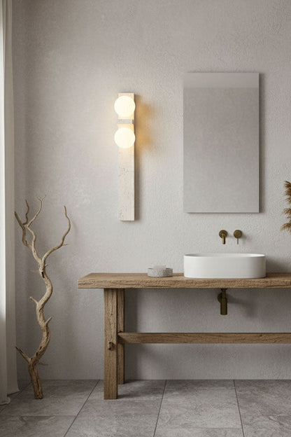 Asymmetrical Travertine Wall Sconce - view 22 | vexalamps