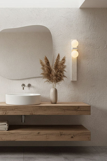 Asymmetrical Travertine Wall Sconce - view 21 | vexalamps