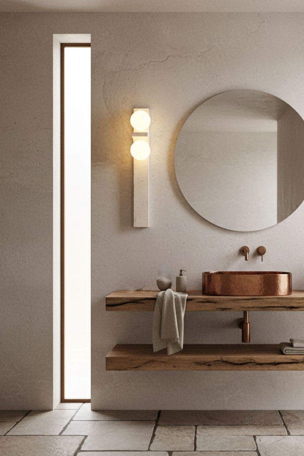 Asymmetrical Travertine Wall Sconce - view 7 | vexalamps