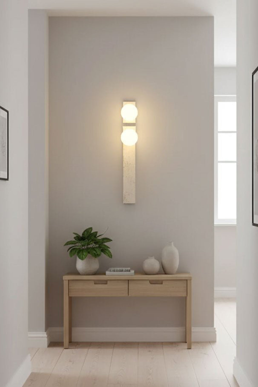 Asymmetrical Travertine Wall Sconce - view 10 | vexalamps