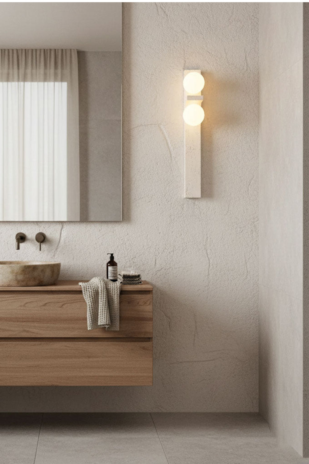 Asymmetrical Travertine Wall Sconce - view 13 | vexalamps