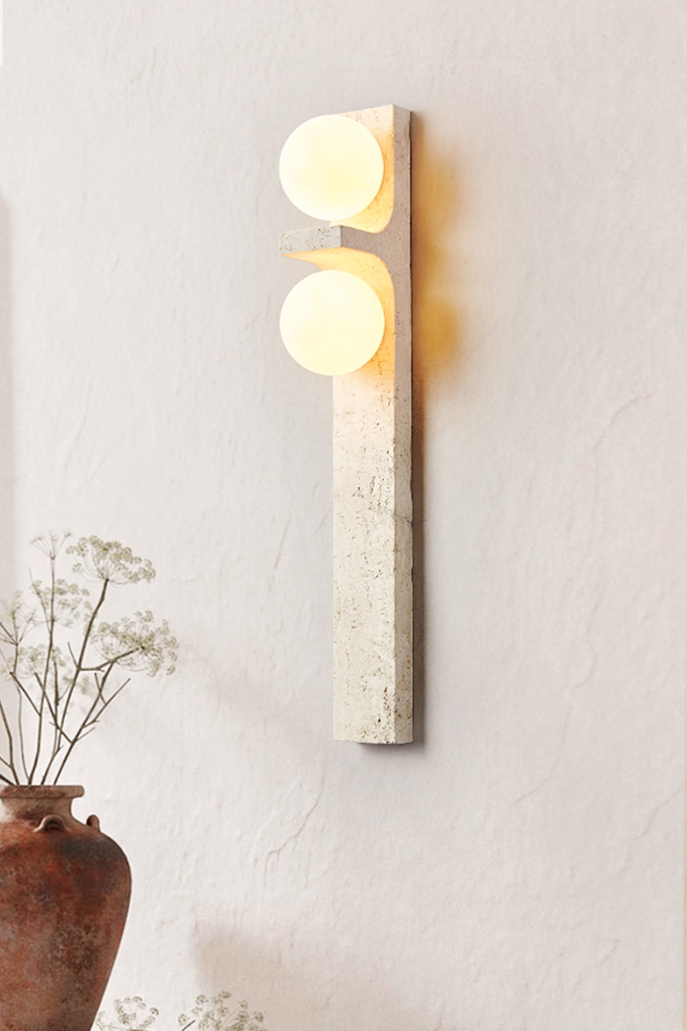 Asymmetrical Travertine Wall Sconce - view 18 | vexalamps