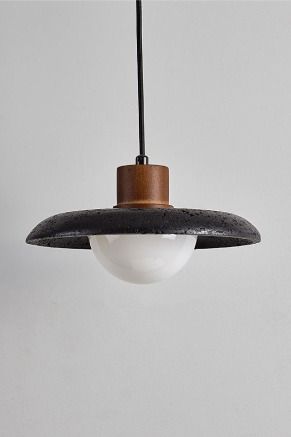 Black Travertine Dome Pendant Light - view 14 | vexalamps