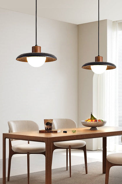 Black Travertine Dome Pendant Light - view 4 | vexalamps