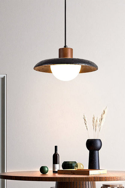 Black Travertine Dome Pendant Light - view 11 | vexalamps