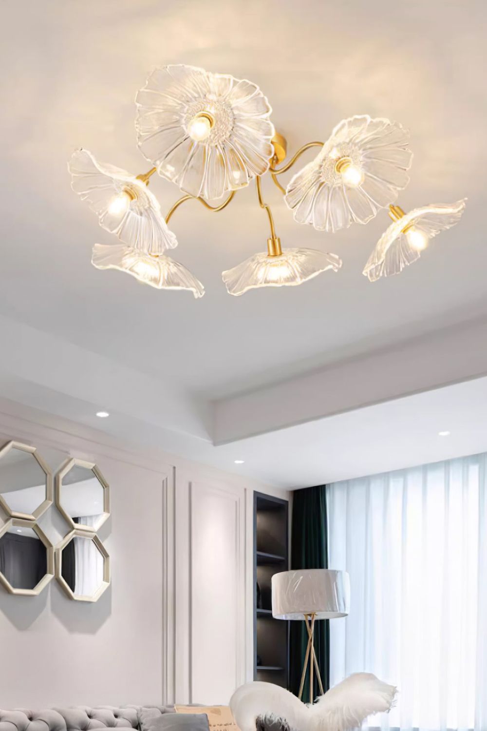 Blossom Petal Glass Ceiling Lamp - view 10 | vexalamps