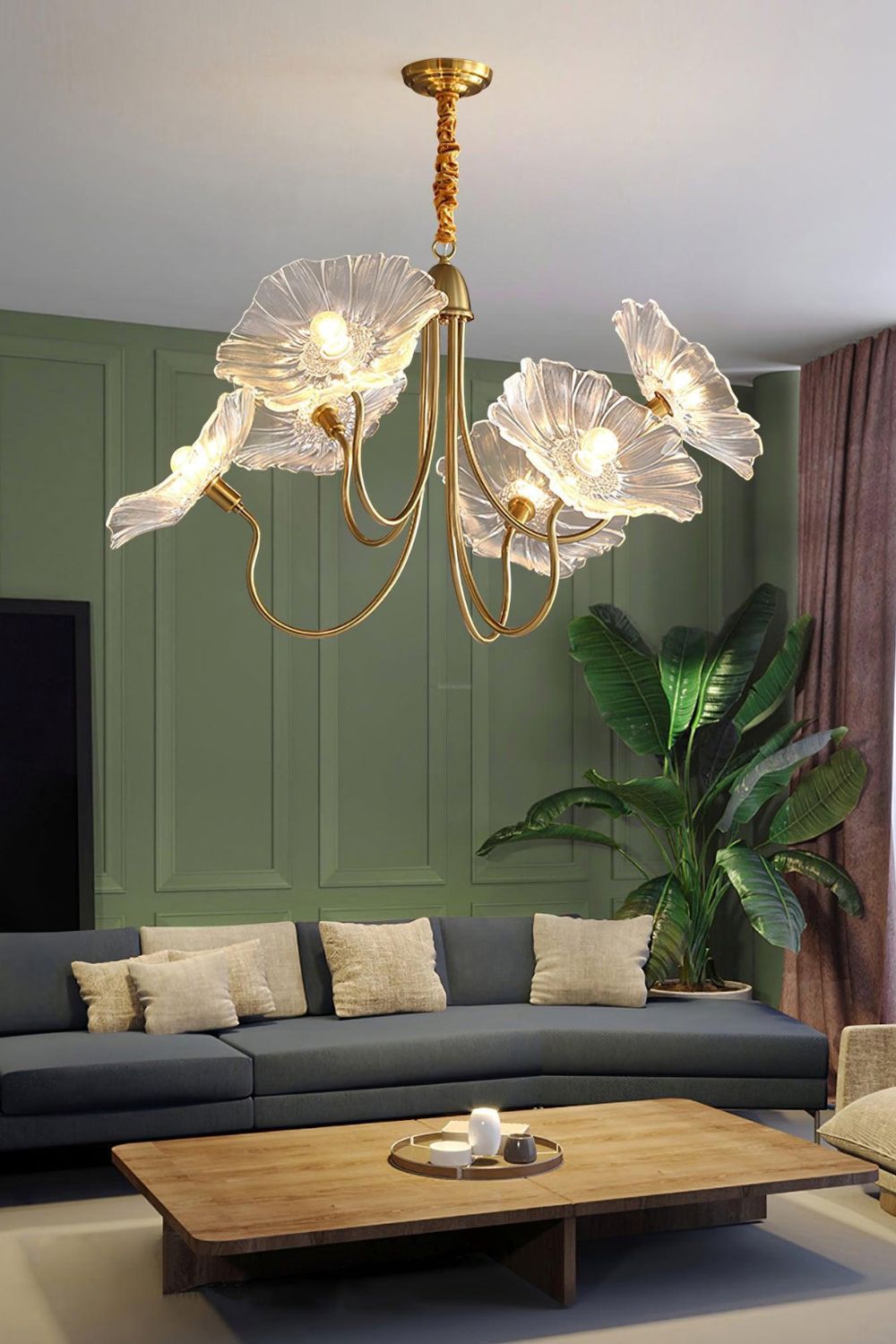 Blossom Petal Glass Chandelier - view 4 | vexalamps