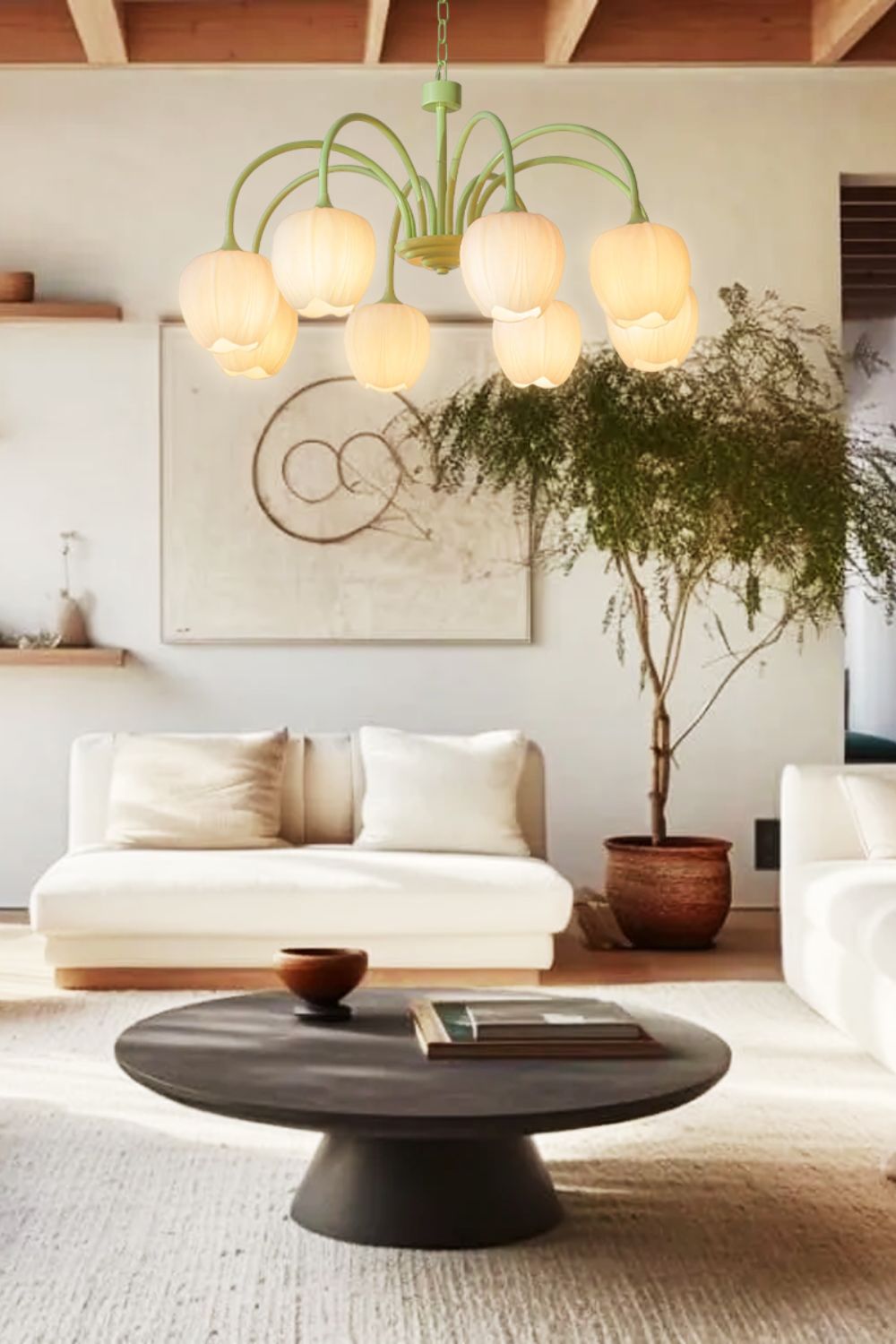 Blossom Tulip Matcha Chandelier - view 6 | vexalamps