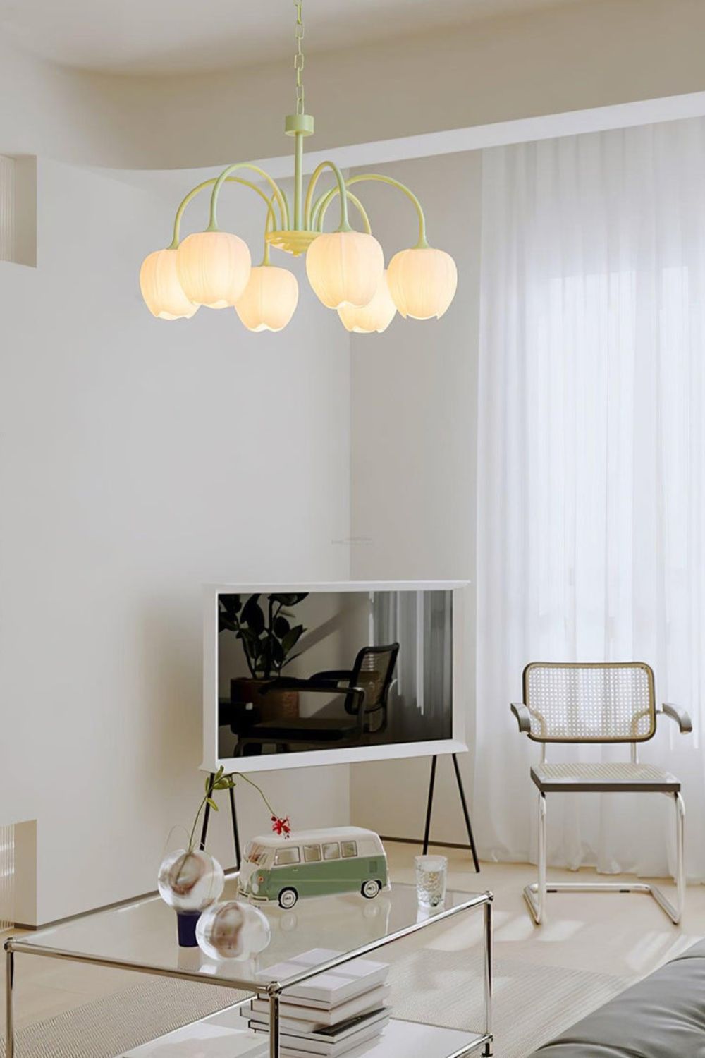 Blossom Tulip Matcha Chandelier - view 3 | vexalamps
