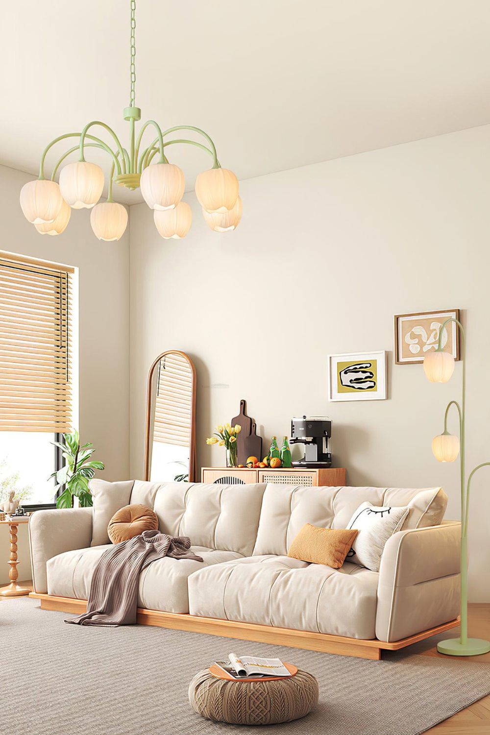 Blossom Tulip Matcha Chandelier - view 5 | vexalamps