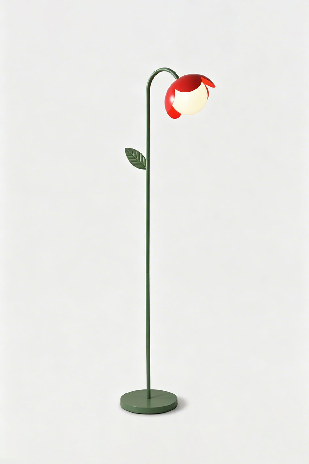 Botanical Aura Metal Floor Lamp | Metal, Glass | Full view of red lamp on light background | Minimalist studio shot | vexa lamps