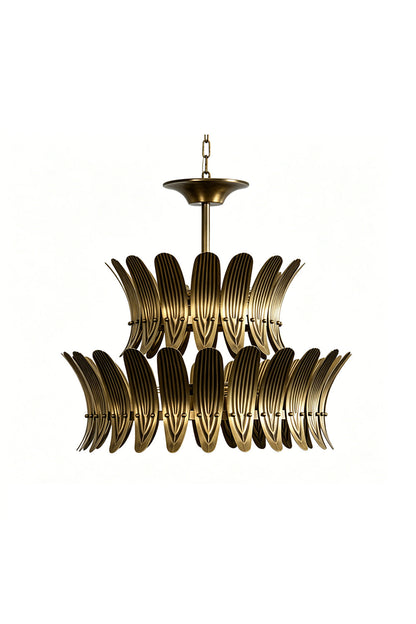 Brass Feather Tiered Chandelier vexa lamps