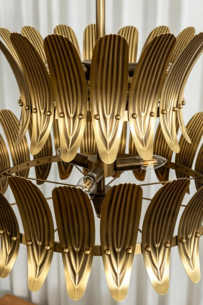 Brass Feather Tiered Chandelier |Brass detail | vexa lamps